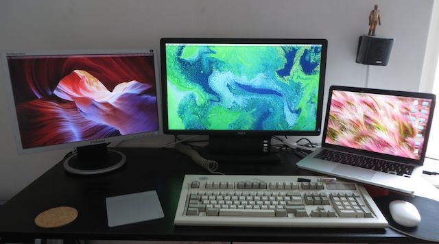 Mac computer, IBM keyboard